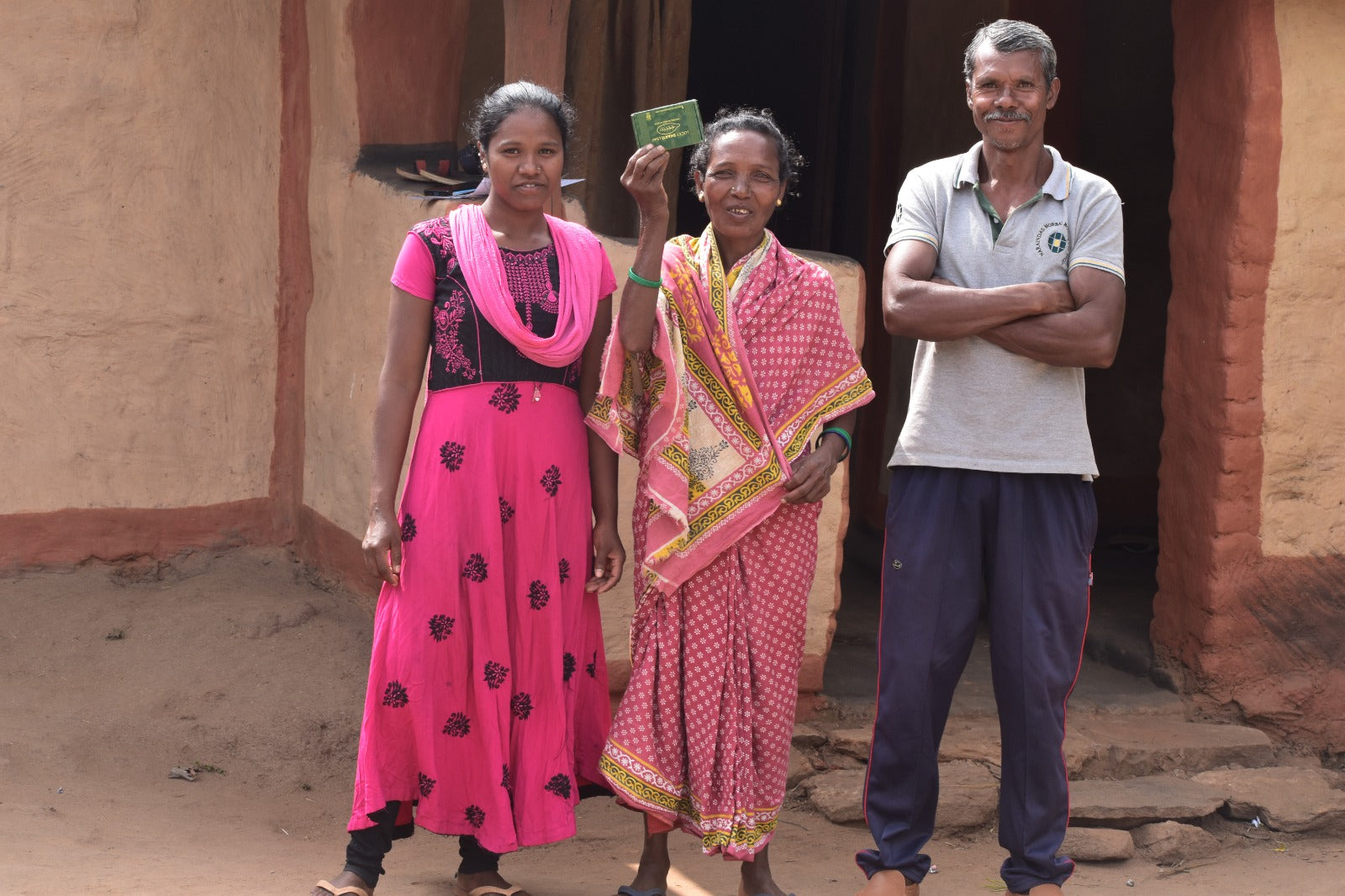 Family in Odisha with their Lucky Shakti Leaf.